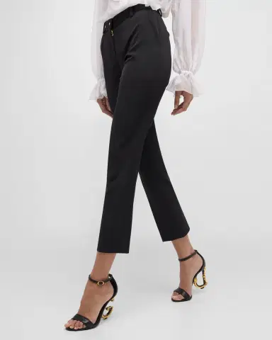 Dolce & Gabbana Tela Lana Bistretch Crepe Slim-Leg Ankle Pants | Thumbnail 8