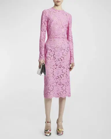 Dolce & Gabbana Floral Lace Long-Sleeve Midi Dress | Thumbnail 2 Dolce & Gabbana Floral Lace Long-Sleeve Midi Dress | Thumbnail 2