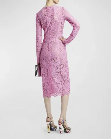 Dolce & Gabbana Floral Lace Long-Sleeve Midi Dress | Thumbnail 4 Dolce & Gabbana Floral Lace Long-Sleeve Midi Dress | Thumbnail 4
