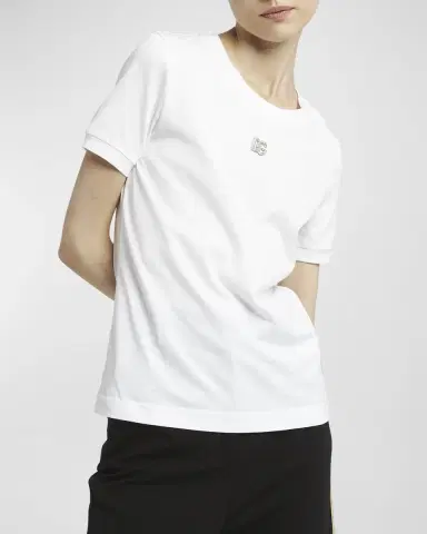 Dolce & Gabbana Cotton T-Shirt with Strass Crystal Logo | Thumbnail 7 Dolce & Gabbana Cotton T-Shirt with Strass Crystal Logo | Thumbnail 7