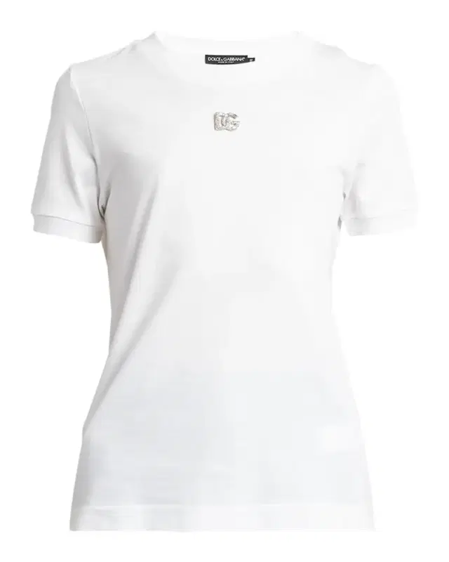 Cotton T-Shirt with Strass Crystal Logo