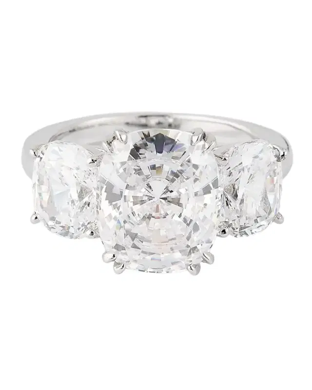 Cuhion Cut Cubic Zirconia Ring with Cushion Cut Sides