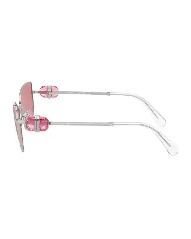 Full-Cut Crystal Metal Cat-Eye Sunglasses