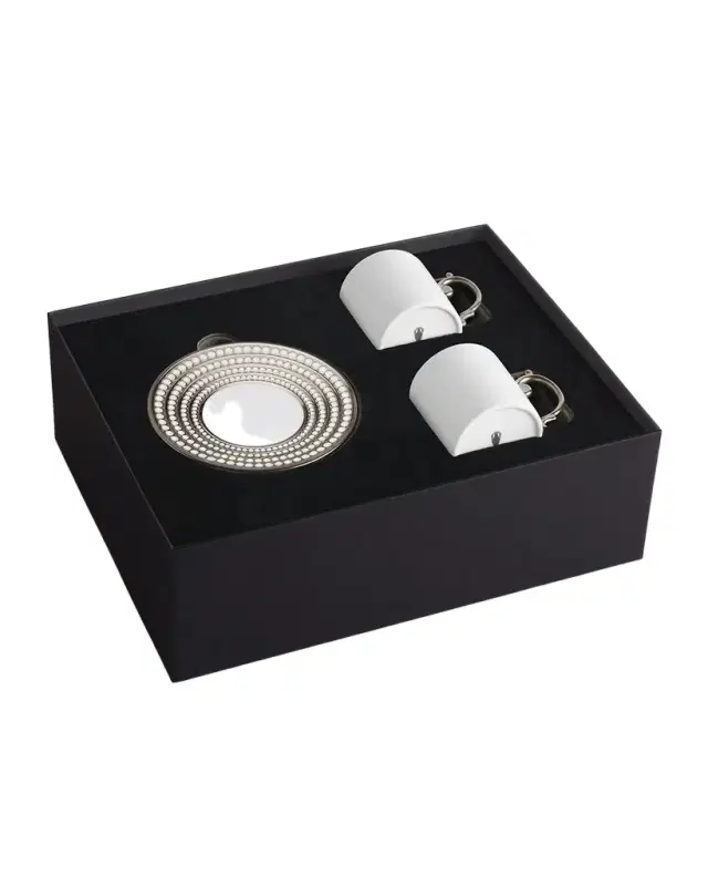 L'Objet Perlee Silver Espresso Cup & Saucer