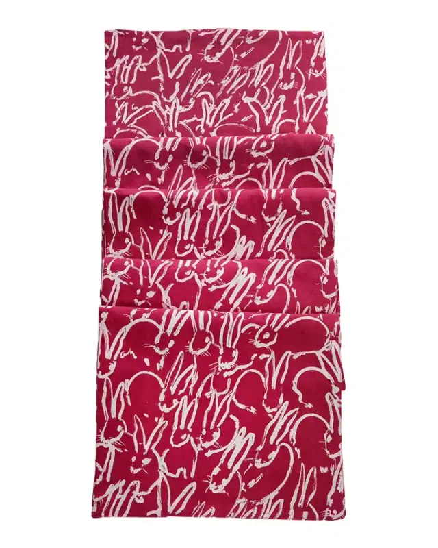 Hunt Slonem Fluffle Khadi Print Linen Table Runner