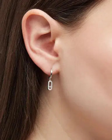 Messika MOVE UNO 18K WHITE GOLD HOOP EARRINGS | Thumbnail 2 Messika MOVE UNO 18K WHITE GOLD HOOP EARRINGS | Thumbnail 2