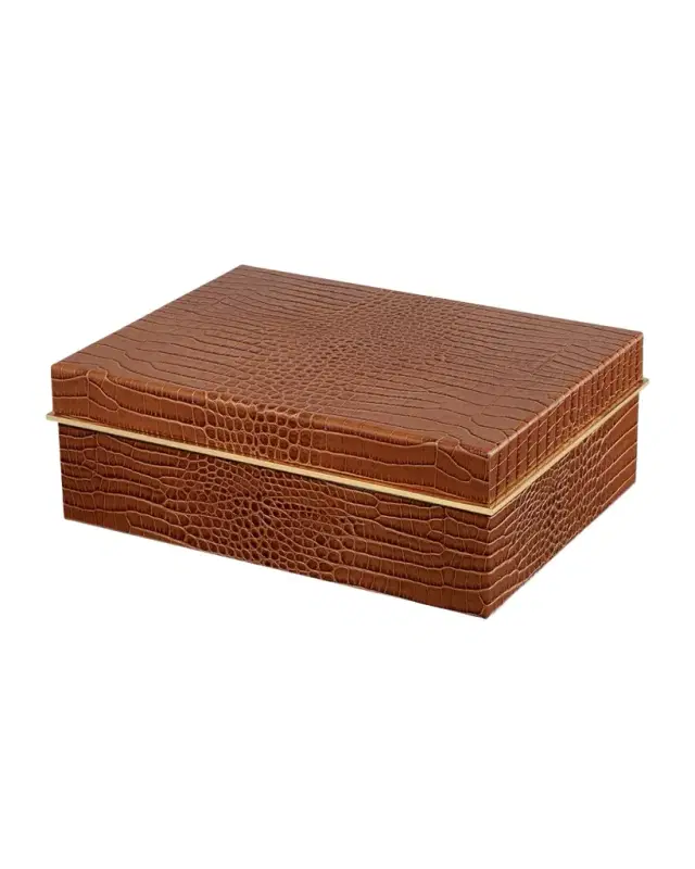 AERIN Classic Croc-Embossed Leather Large Box