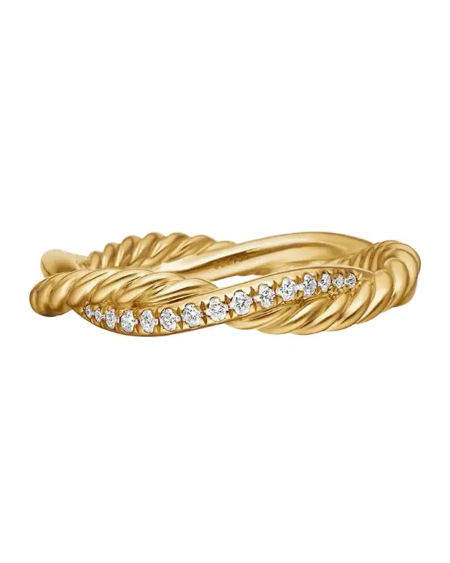 Petite Infinity Band Ring with Diamonds in 18K Gold