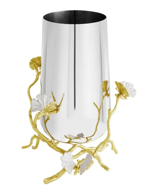 Michael Aram Butterfly Ginkgo White & Gold Medium Vase