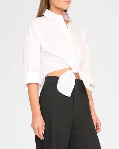STAUD Lisa Tie-Front Cotton Shirting Crop Top | Thumbnail 6 STAUD Lisa Tie-Front Cotton Shirting Crop Top | Thumbnail 6