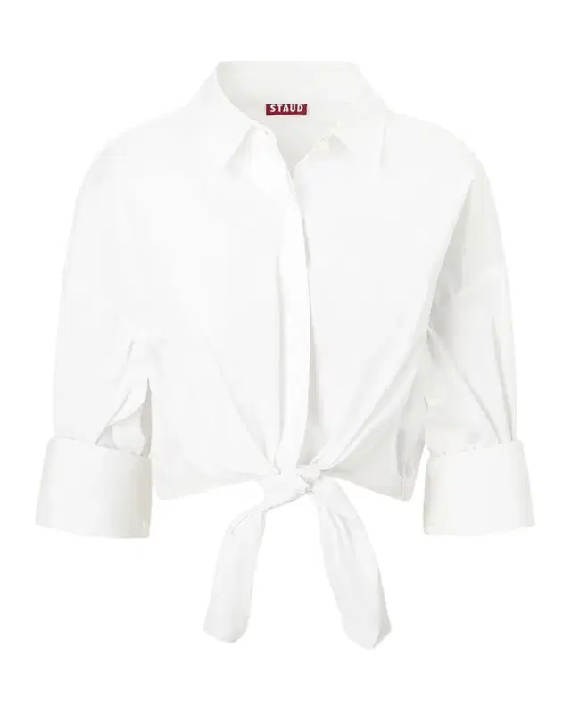 Lisa Tie-Front Cotton Shirting Crop Top