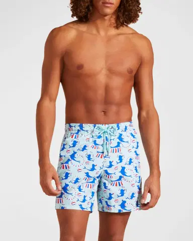 Vilebrequin Men's Circus-Print Swim Trunks | Thumbnail 3