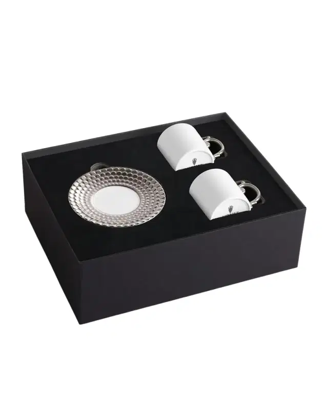 L'Objet Aegean Silver Espresso Cup & Saucer