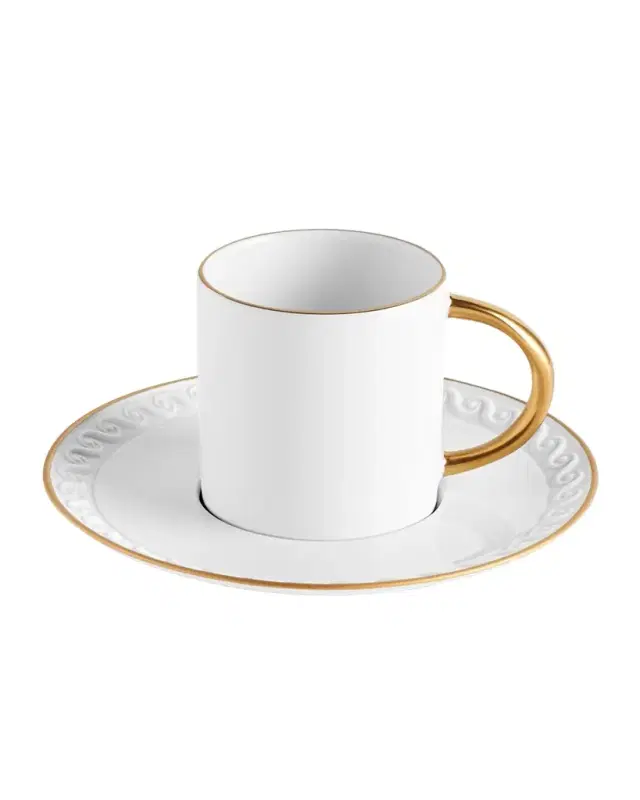 L 'Objet Neptune 24K Gold-Rimmed Espresso Cup and Saucer Set