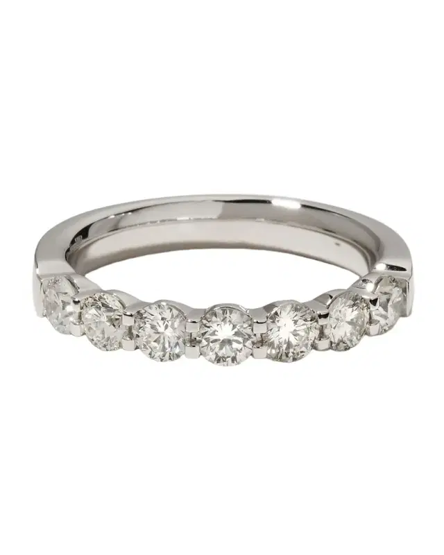 Platinum 7 Round Diamond Ring, Size 6.5, 1.04-1.16tcw