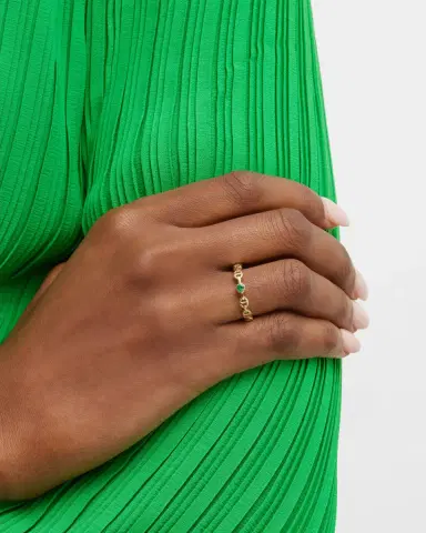 Hoorsenbuhs 18K Gold Emerald Micro Tri-Link II Ring | Thumbnail 2