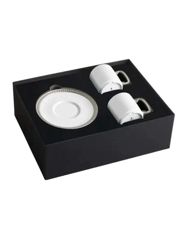 L'Objet Soie Tressee Silver Espresso Cup & Saucer