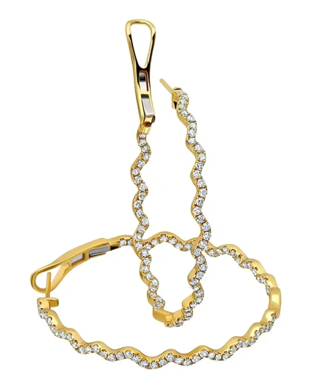 18k White Gold Rio Diamond Hoop Earrings