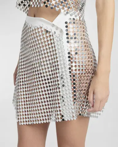 Giorgio Armani Circular Lamé Mirror Wrap Mini Skirt | Thumbnail 5