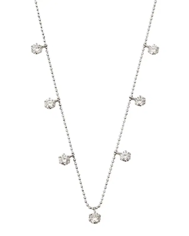 18K White Gold Medium Floating Diamond Necklace