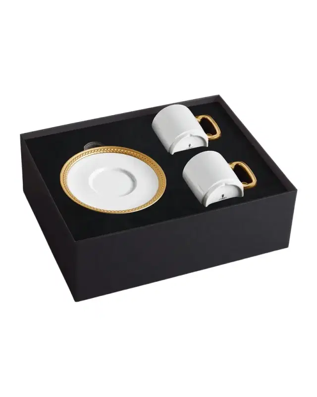 L'Objet Soie Tressee Golden Espresso Cup & Saucer