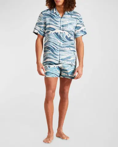 Vilebrequin x Maison Kitsune Men's Wave Linen Shirt | Thumbnail 2 Vilebrequin x Maison Kitsune Men's Wave Linen Shirt | Thumbnail 2