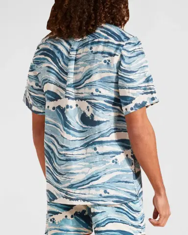Vilebrequin x Maison Kitsune Men's Wave Linen Shirt | Thumbnail 3 Vilebrequin x Maison Kitsune Men's Wave Linen Shirt | Thumbnail 3