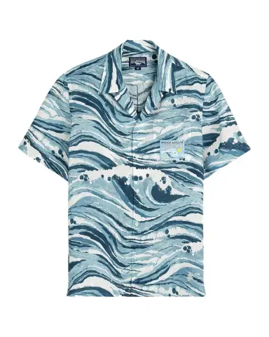 Vilebrequin x Maison Kitsune Men's Wave Linen Shirt | Thumbnail 1 Vilebrequin x Maison Kitsune Men's Wave Linen Shirt | Thumbnail 1