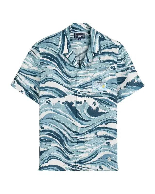 x Maison Kitsune Men's Wave Linen Shirt