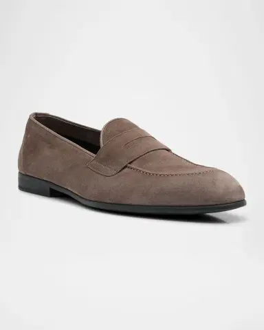 Brioni Men's York Suede Penny Loafers | Thumbnail 3
