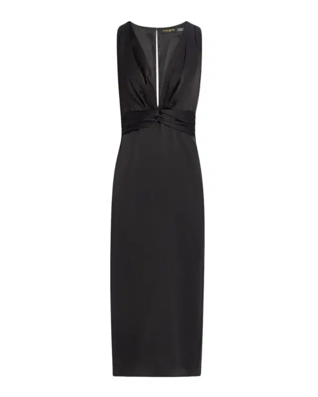Ramy Brook Talon Sleeveless Deep V-Neck Midi Sheath Dress
