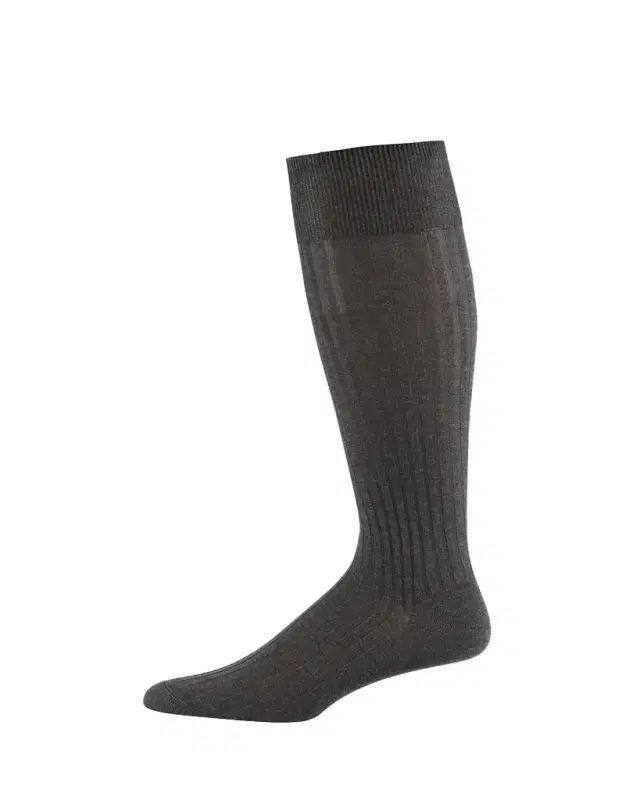 Pantherella Men's Over-the-Calf Ribbed Lisle Socks