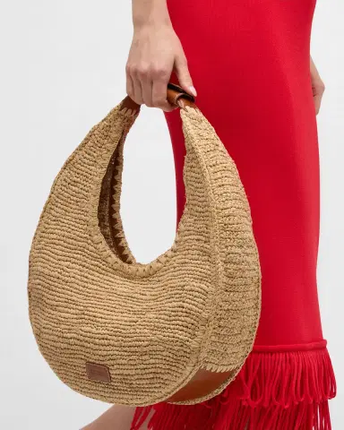 Staud Large Moon Raffia Tote Bag | Thumbnail 3