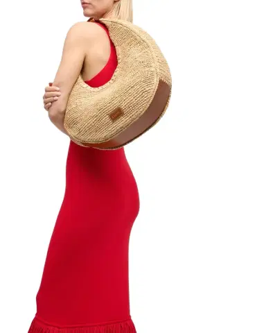Staud Large Moon Raffia Tote Bag | Thumbnail 1