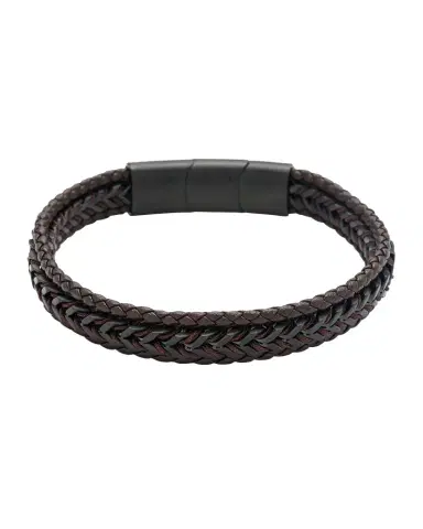 Link Up Men 's Woven Leather and Stainless Steel Bracelet | Thumbnail 1