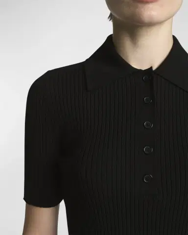 Courrèges Collared Rib-Knit Polo Top | Thumbnail 8