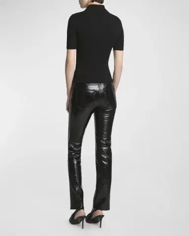 Courrèges Collared Rib-Knit Polo Top | Thumbnail 9