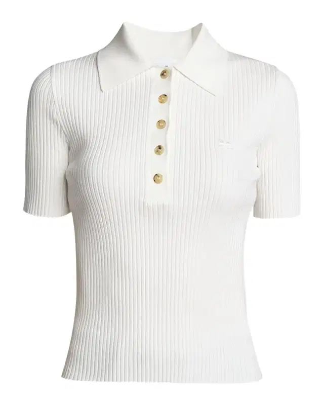 Collared Rib-Knit Polo Top