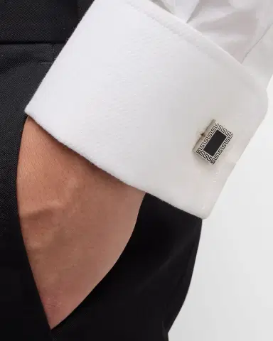 Link Up Men 's Greek Rectangle Cufflink Stud Set | Thumbnail 2