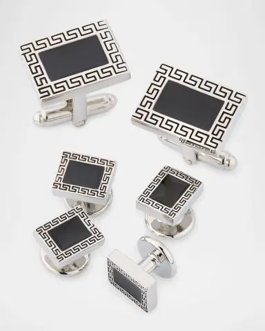 Link Up Men 's Greek Rectangle Cufflink Stud Set | Thumbnail 3 Link Up Men 's Greek Rectangle Cufflink Stud Set | Thumbnail 3