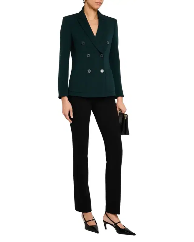 Double-Breasted Stretch Wool Blazer Jacket