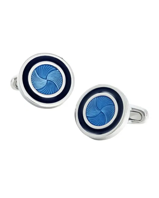 Men 's Round Enamel Pinwheel Cufflinks