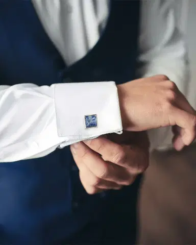Link Up Men 's Square Blue Stone Cufflinks | Thumbnail 2