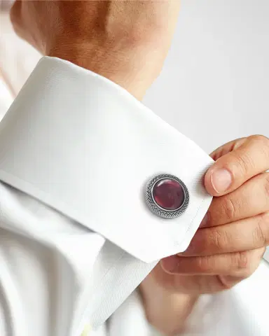 Link Up Men's Round Stone Disc Cufflinks | Thumbnail 1