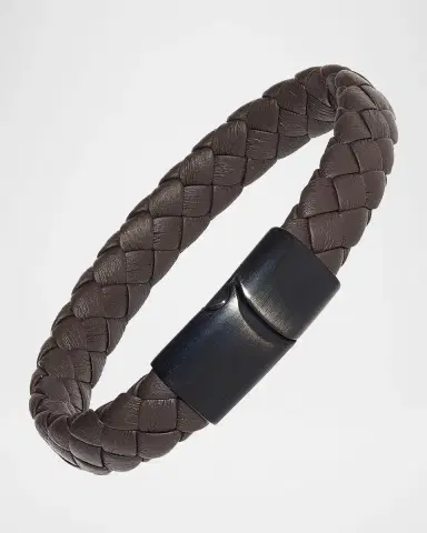 Link Up Men's Braided Leather Bracelet | Thumbnail 2