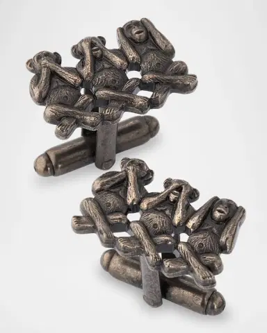 Link Up Men 's Three Wise Monkeys Cufflinks | Thumbnail 3