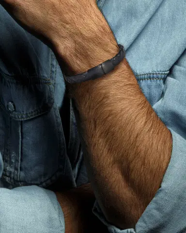 Link Up Men's Braided Leather Bracelet | Thumbnail 2