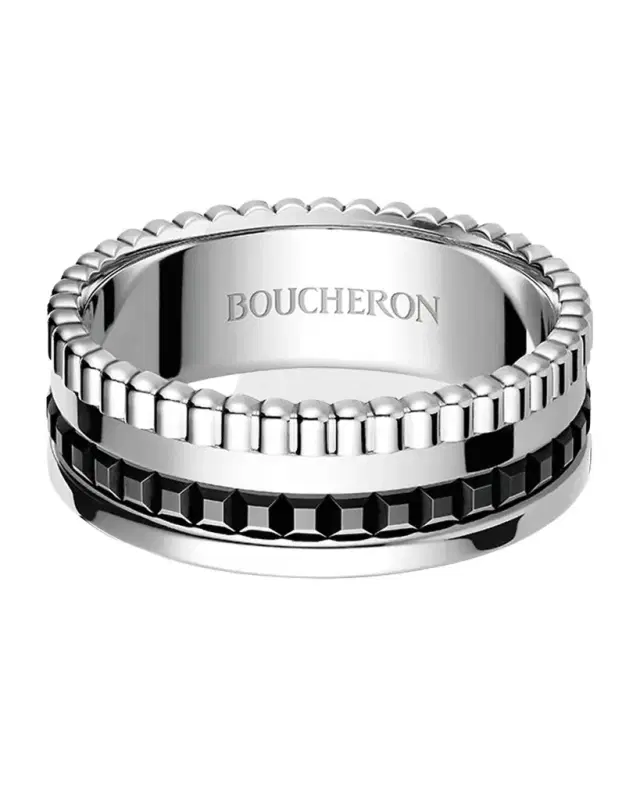 Quatre 18K White Gold Black Edition Small Band Ring