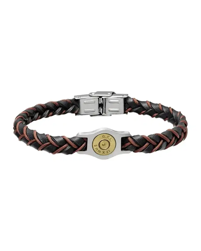 Men 's Cartridge 2 Leather and Nylon Bracelet