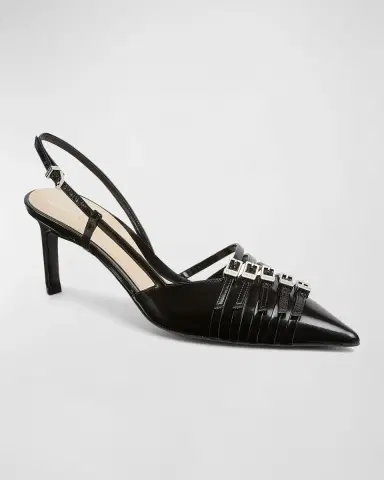 Gucci Regent Leather Buckles Slingback Pumps | Thumbnail 2